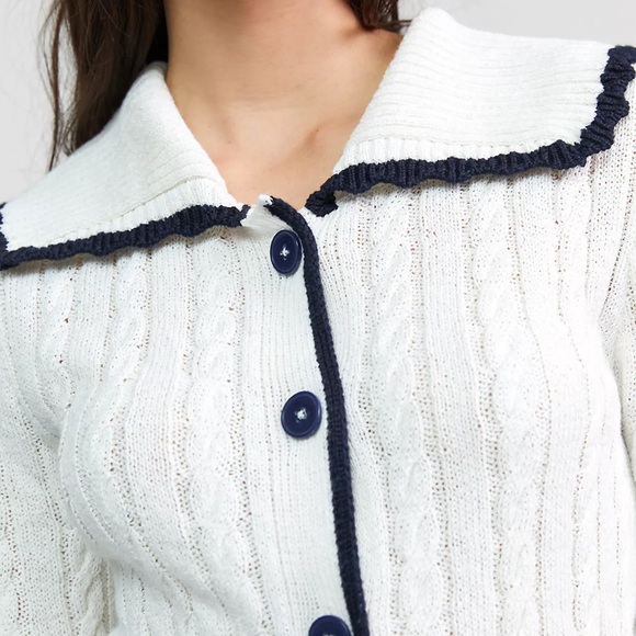 NWT Anthropologie Maeve Lighthouse Cardigan Ivory Size XL - Picture 3 of 4